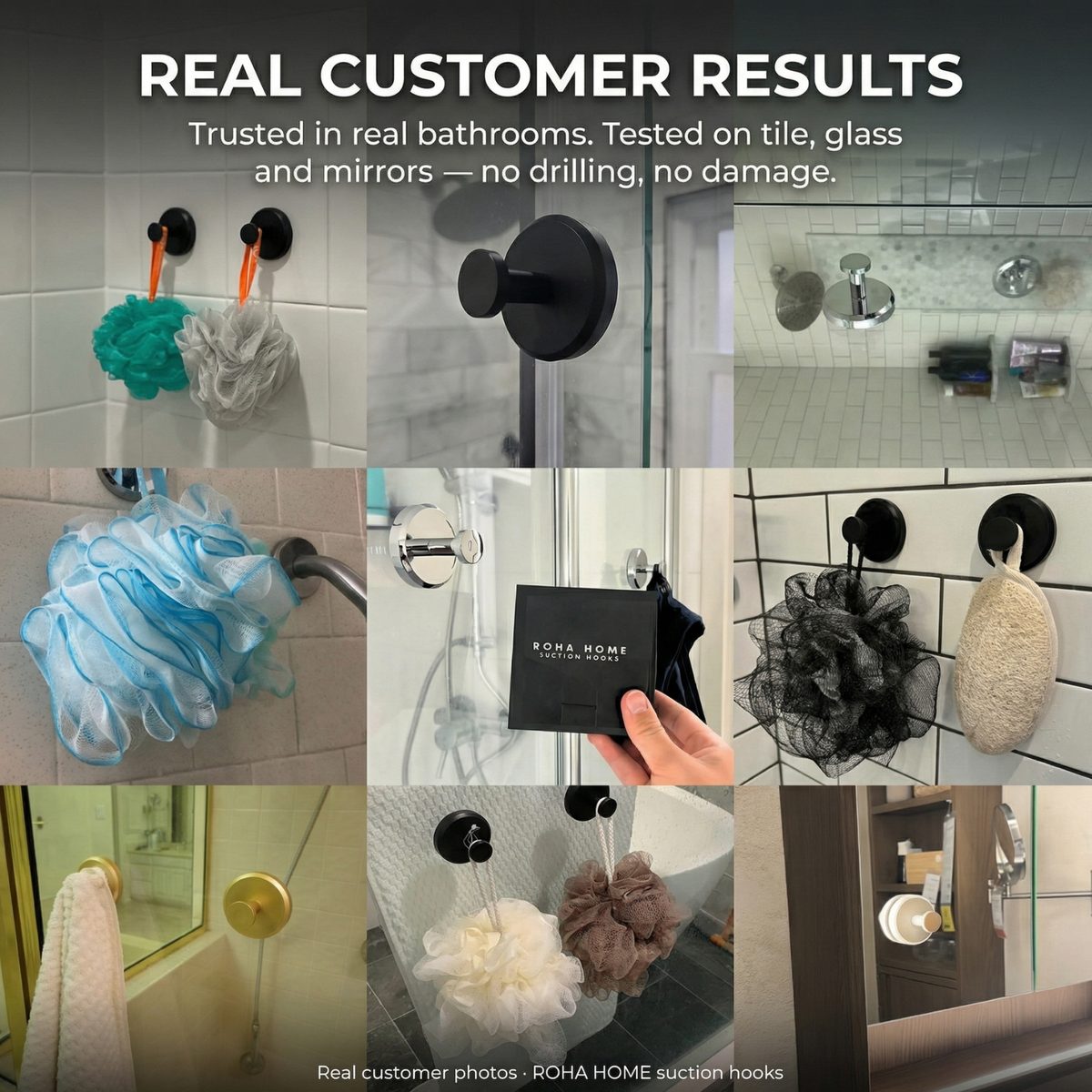 Real Customer Results — ROHA suction hooks in real bathrooms